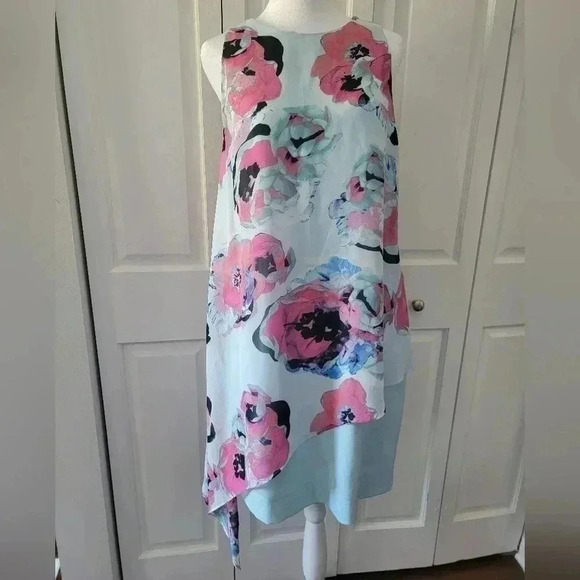 Tahari Floral Sleeveless Chiffon Dress Wedding Formal Size 8 NWT $128 Retail - Picture 2 of 8